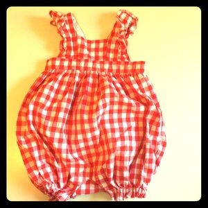 Red White Gingham Baby Romper 0-3 mon
